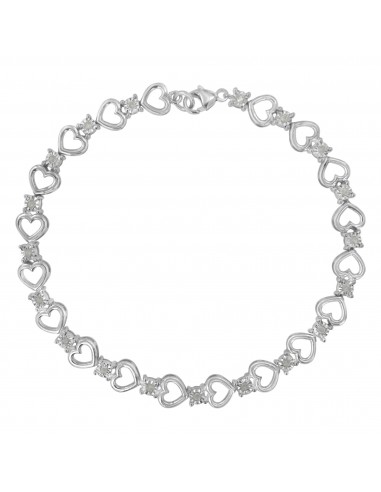 Sterling Silver Diamond Heart Link Bracelet (1/4 cttw, I-J Color, I3 Clarity) de votre