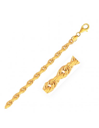 5.0mm 14k Yellow Gold Solid Diamond Cut Rope Chain est présent 