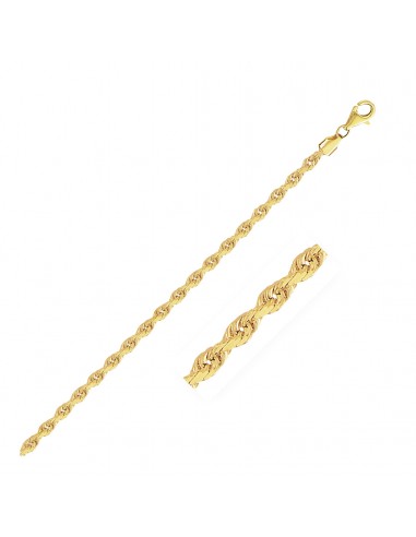 2.75mm 10k Yellow Gold Solid Diamond Cut Rope Chain Vous souhaitez 