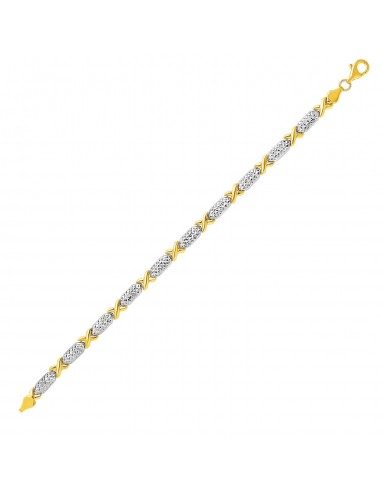 14k TwoToned Yellow and White Gold Double S Pattern Bracelet solde