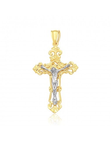 14k Two Tone Gold Cross Pendant Comparez plus de prix