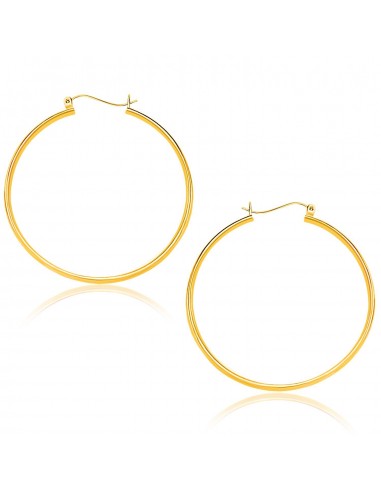 14k Yellow Gold Polished Hoop Earrings (40mm) 2 - 3 jours ouvrés.