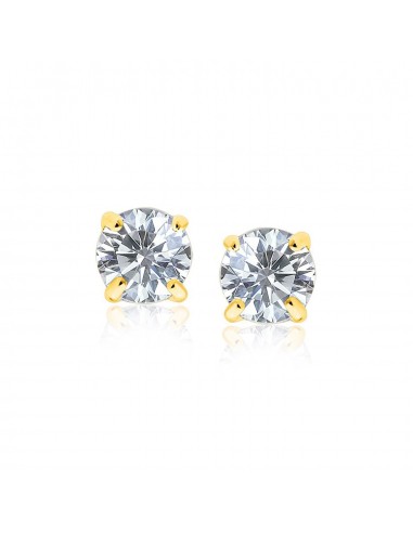 14k Yellow Gold 8.0mm Round CZ Stud Earrings Pour