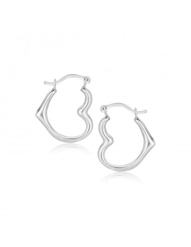 10k White Gold Heart Hoop Earrings store