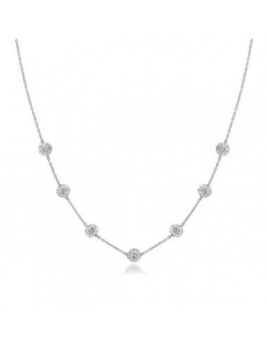 14k White Gold Necklace with Crystal Embellished Sphere Stations chez Cornerstreet bien 