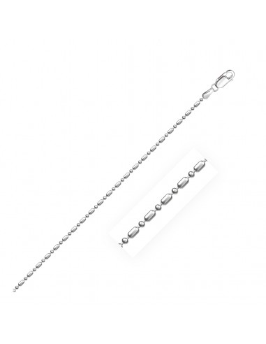 14k White Gold Diamond-Cut Alternating Bead Chain 1.2mm Les êtres humains sont 