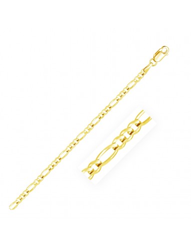 3.1mm 14k Yellow Gold Solid Figaro Bracelet pas cher chine