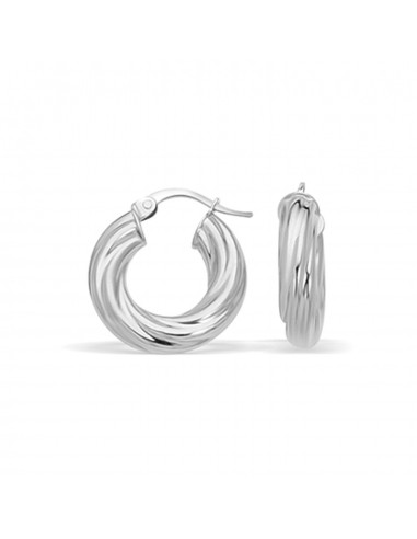 14k White Gold Fancy Twist Hoop Earrings (7/8 inch Diameter) Voir les baskets