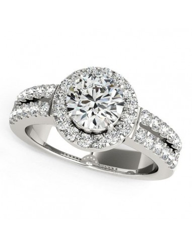 14k White Gold Halo Diamond Engagement Ring With Double Row Band (1 3/8 cttw) de la marque