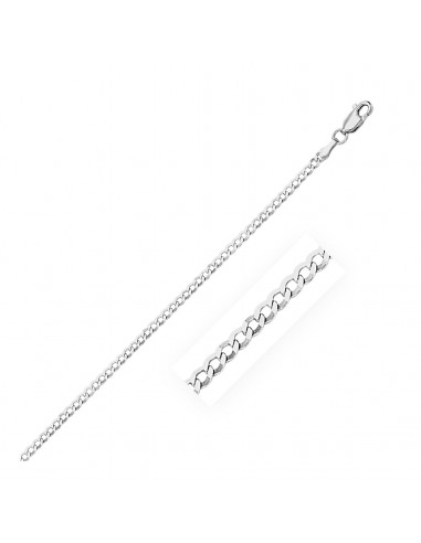 2.6mm 14k White Gold Solid Curb Chain pour bénéficier 