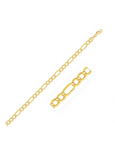 5.4mm 14k Yellow Gold Lite Figaro Chain Véritable concentré