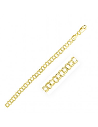 5.0 mm 14k Yellow Gold Solid Double Link Charm Bracelet la chaussure