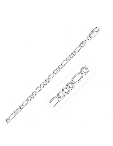 3.8mm 14k White Gold Solid Figaro Bracelet À commander