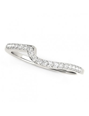 14k White Gold Curved Design Round Diamond Wedding Band (1/4 cttw) Faites des économies