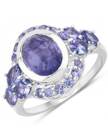 3.83 Carat Genuine Tanzanite .925 Sterling Silver Ring JUSQU'A -70%! 