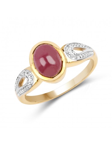 14K Yellow Gold Plated 1.80 Carat Genuine Ruby .925 Sterling Silver Ring destockage