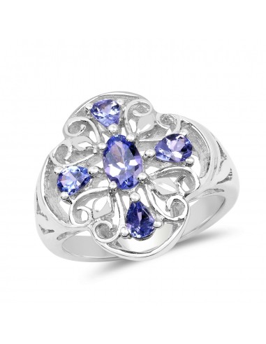 1.00 Carat Genuine Tanzanite .925 Sterling Silver Ring paiement sécurisé