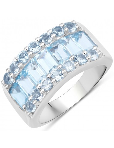 3.57 Carat Genuine Blue Topaz .925 Sterling Silver Ring solde