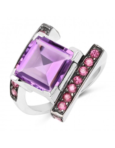 6.90 Carat Genuine Amethyst and Rhodolite .925 Sterling Silver Ring de la marque