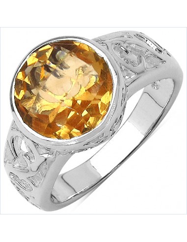 3.47 Carat Genuine Citrine .925 Sterling Silver Ring Fin de série