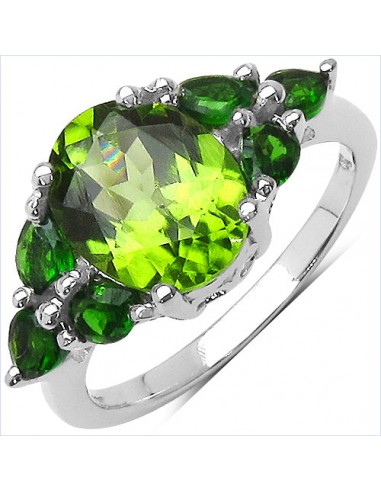 3.40 Carat Genuine Peridot & Chrome Diopside .925 Sterling Silver Ring vous aussi creer 