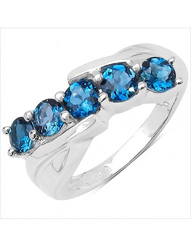 1.75 Carat Genuine London Blue Topaz .925 Sterling Silver Ring Paris Déstockage Promo