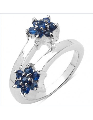 0.63 Carat Genuine Blue Sapphire .925 Sterling Silver Ring prix