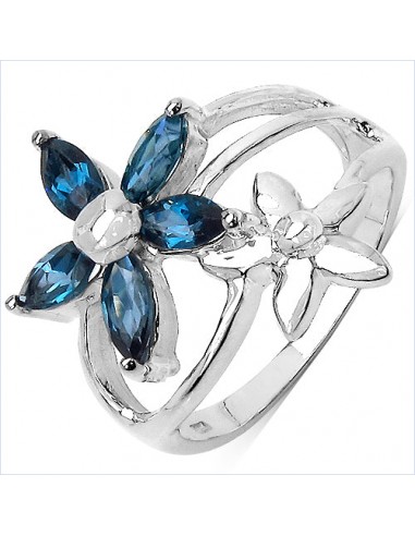 1.40 Carat Genuine London Blue Topaz .925 Sterling Silver Ring acheter en ligne