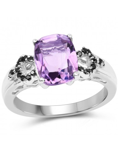 1.60 Carat Genuine Amethyst and Black Spinel .925 Sterling Silver Ring les ligaments