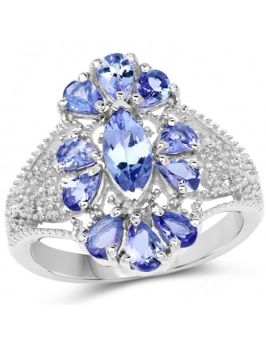 2.07 Carat Genuine Tanzanite .925 Sterling Silver Ring Véritable concentré