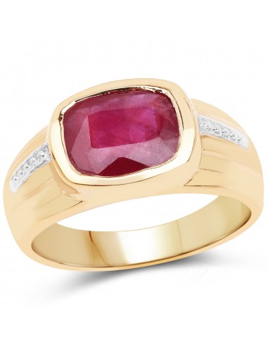 14K Yellow Gold Plated 3.50 Carat Genuine Glass Filled Ruby .925 Sterling Silver Ring des créatures d'habitude