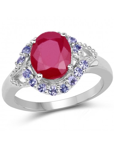 4.03 Carat Genuine Glass Filled Ruby & Tanzanite .925 Sterling Silver Ring Voir les baskets