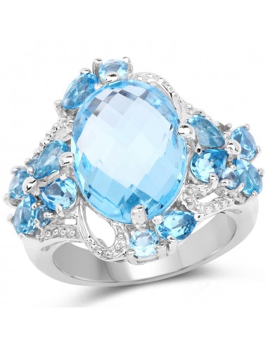 9.50 Carat Genuine Blue Topaz and Swiss Blue Topaz .925 Sterling Silver Ring la chaussure