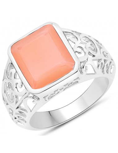 5.75 Carat Genuine Peach Moonstone .925 Sterling Silver Ring de la marque