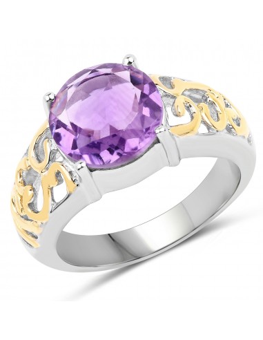 3.30 Carat Genuine Amethyst .925 Sterling Silver Ring destockage