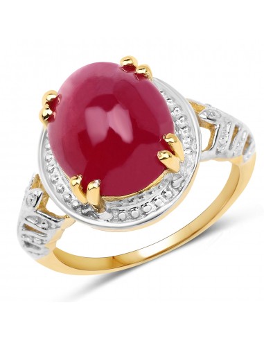 14K Yellow Gold Plated 4.46 Carat Genuine Glass Filled Ruby .925 Sterling Silver Ring JUSQU'A -70%! 