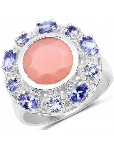 4.50 Carat Genuine Peach Moonstone and Tanzanite .925 Sterling Silver Ring de technologie