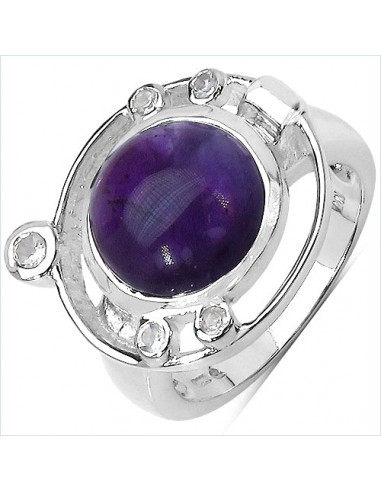 5.20 Carat Genuine Amethyst & White Topaz .925 Sterling Silver Ring sur le site 