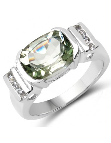 3.03 Carat Genuine Green Amethyst & White Topaz .925 Sterling Silver Ring les muscles