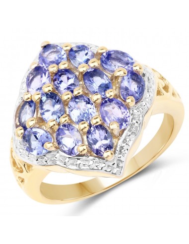 14K Yellow Gold Plated 2.38 Carat Genuine Tanzanite .925 Sterling Silver Ring les ligaments