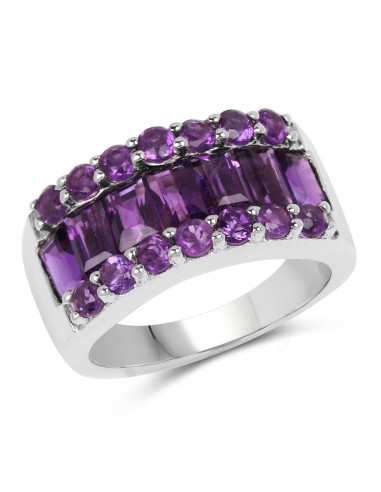 3.08 Carat Genuine Amethyst .925 Sterling Silver Ring sur le site 