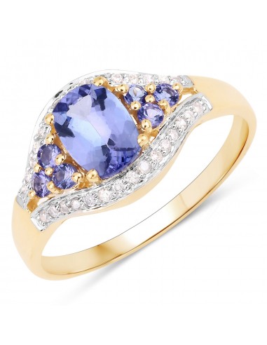 1.46 Carat Genuine Tanzanite and White Zircon 14K Yellow Gold Ring 2 - 3 jours ouvrés.