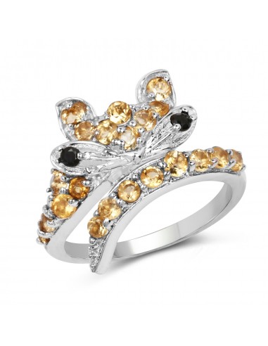 1.00 Carat Genuine Citrine & Black Spinel .925 Sterling Silver Ring online