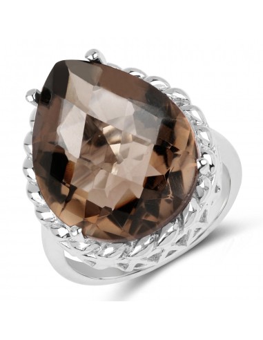 13.74 Carat Genuine Smoky Quartz .925 Sterling Silver Ring shop