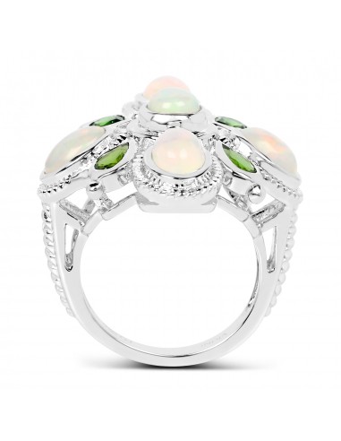 2.97 Carat Genuine Ethiopian Opal And Chrome Diopside .925 Sterling Silver Ring les ligaments