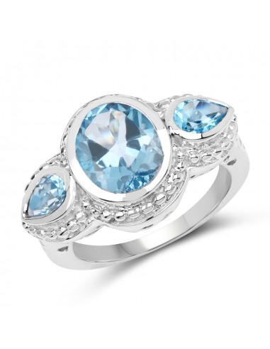 4.25 Carat Genuine Swiss Blue Topaz .925 Sterling Silver Ring prix pour 