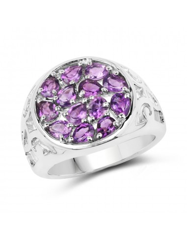 1.95 Carat Genuine Amethyst .925 Sterling Silver Ring une grave pollution 