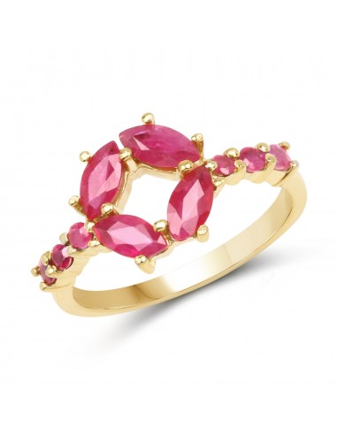 14K Yellow Gold Plated 1.47 Carat Genuine Ruby .925 Sterling Silver Ring en linge