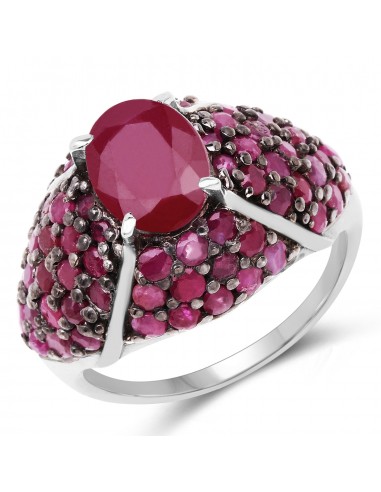 5.15 Carat Genuine Glass Filled Ruby & Ruby .925 Sterling Silver Ring une grave pollution 