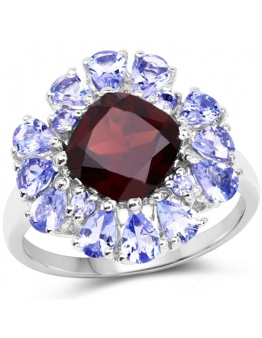 4.17 Carat Genuine Garnet & Tanzanite .925 Sterling Silver Ring À commander